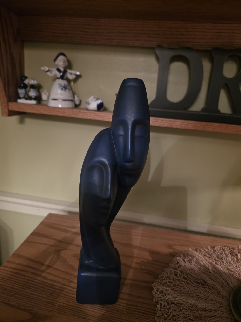 Modern Blue Abstract Ceramic Sculpture - Home Art